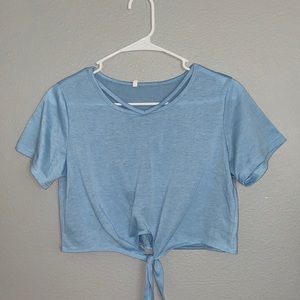 Shein Light Blue Tie Crop Top